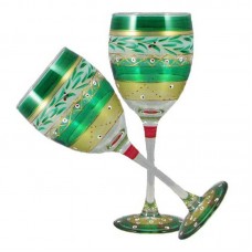 Golden Hill Studio Christmas Garland Wine Glass GHIL1176